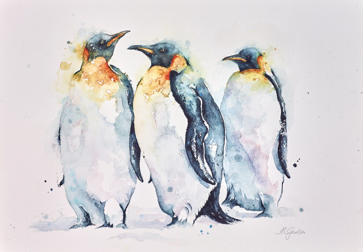 Eavesdropping Trio Of Emperor Penguins